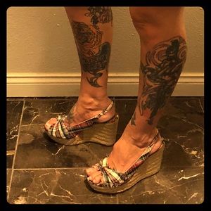 Cute plaid a high hills with a bow